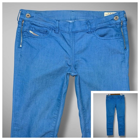 Diesel Jeans Womens 31x29 Blue Ghosh Stretch Tapered Leg Chino Style Flat Front - Picture 1 of 14